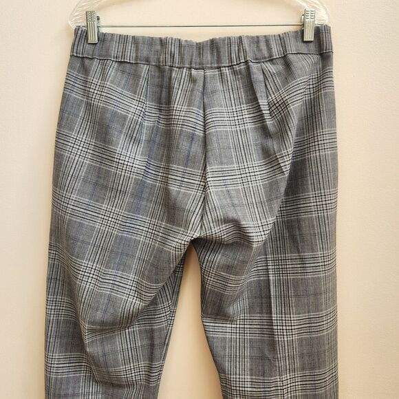 Sharis Place Pants Womens Size Italy 48 Gray Black White Plaid Cuffed Pockets - Picture 7 of 16